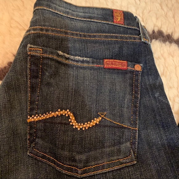 7 For All Mankind Flare blue jeans size 27 like New - Picture 2 of 16